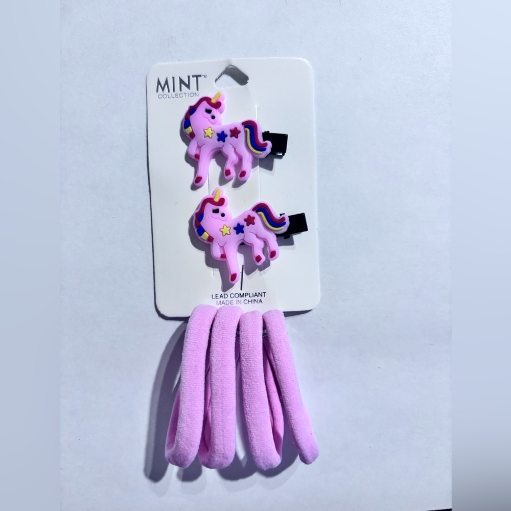 Mint Collection Pink Unicorn Hair Clips and Bands